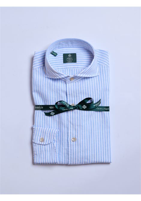 CAMICIA MISTO LINO RIGHE - AZZURRO LUIGI BORRELLI - NAPOLI | LT11005- 30