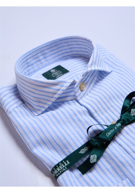 CAMICIA MISTO LINO RIGHE - AZZURRO LUIGI BORRELLI - NAPOLI | LT11005- 30