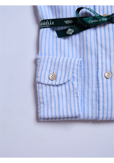 CAMICIA MISTO LINO RIGHE - AZZURRO LUIGI BORRELLI - NAPOLI | LT11005- 30