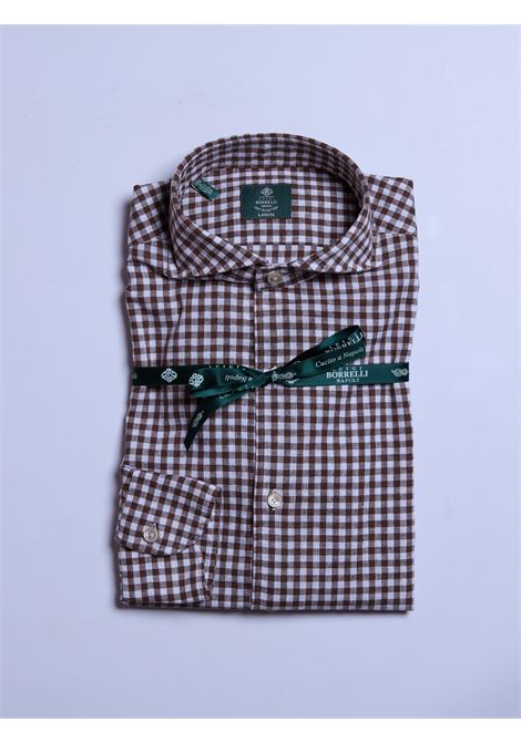 CAMICIA MISTO LINO QUADRI - MARRONE LUIGI BORRELLI - NAPOLI | LT11005- 45