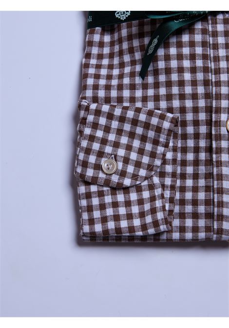 CHECKED LINEN BLEND SHIRT - BROWN LUIGI BORRELLI - NAPOLI | LT11005- 45