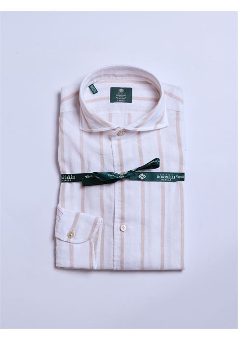 CAMICIA MISTO LINO RIGHE - MARRONE LUIGI BORRELLI - NAPOLI | LT11005- 70