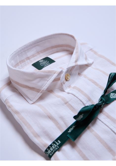 CAMICIA MISTO LINO RIGHE - MARRONE LUIGI BORRELLI - NAPOLI | LT11005- 70