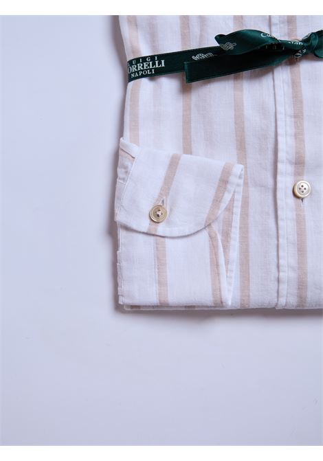 CAMICIA MISTO LINO RIGHE - MARRONE LUIGI BORRELLI - NAPOLI | LT11005- 70