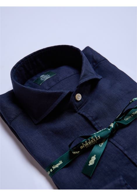 CAMICIA LINO TINTA UNITA - BLU LUIGI BORRELLI - NAPOLI | LT11011- 15