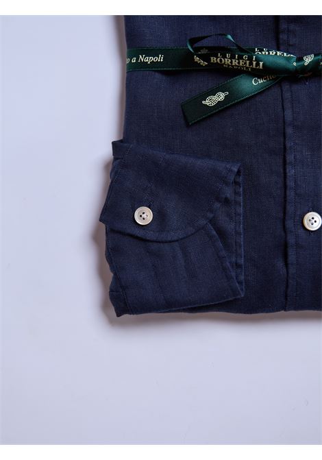 CAMICIA LINO TINTA UNITA - BLU LUIGI BORRELLI - NAPOLI | LT11011- 15