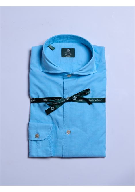 CAMICIA MUSSOLA TINTA UNITA - TURCHESE LUIGI BORRELLI - NAPOLI | LT11014- 12