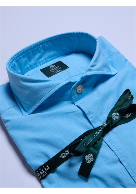 CAMICIA MUSSOLA TINTA UNITA - TURCHESE LUIGI BORRELLI - NAPOLI | LT11014- 12