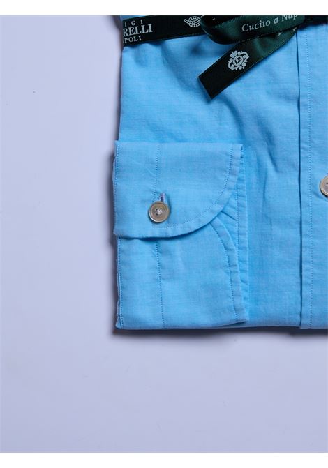 CAMICIA MUSSOLA TINTA UNITA - TURCHESE LUIGI BORRELLI - NAPOLI | LT11014- 12