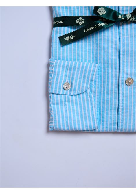 CAMICIA BUTTON-DOWN RIGHE - TURCHESE LUIGI BORRELLI - NAPOLI | LT11077- 02