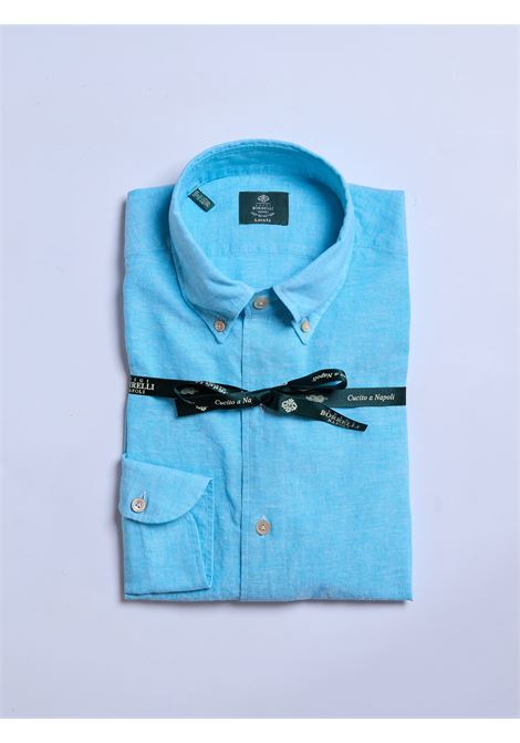 CAMICIA BUTTON-DOWN MISTO LINO - TURCHESE LUIGI BORRELLI - NAPOLI | LT441061- 07