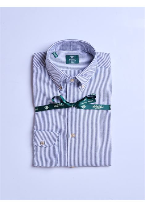 CAMICIA OXFORD BUTTON-DOWN RIGHE - BLU LUIGI BORRELLI - NAPOLI | LT44944- 23