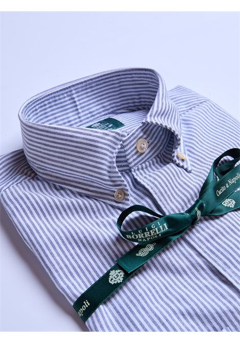 CAMICIA OXFORD BUTTON-DOWN RIGHE - BLU LUIGI BORRELLI - NAPOLI | LT44944- 23