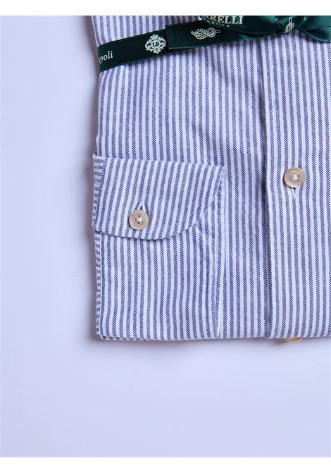CAMICIA OXFORD BUTTON-DOWN RIGHE - BLU LUIGI BORRELLI - NAPOLI | LT44944- 23