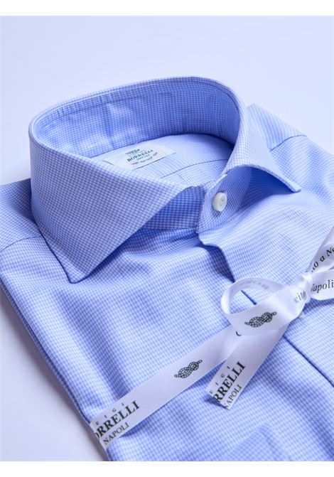 CAMICIA PIED DE POULE TWILL - AZZURRO CHIARO LUIGI BORRELLI - NAPOLI | PS10003- 19