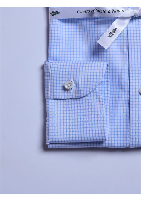 CAMICIA TWILL QUADRETTINI - AZZURRO CHIARO LUIGI BORRELLI - NAPOLI | PS10003- 4