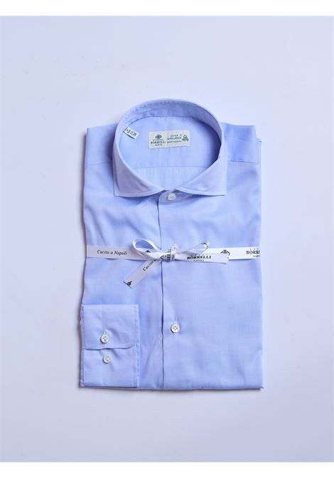 CAMICIA SAKELLARIDIS TINTA UNITA - AZZURRO LUIGI BORRELLI - NAPOLI | PS12150- 03