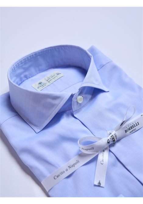 CAMICIA SAKELLARIDIS TINTA UNITA - AZZURRO LUIGI BORRELLI - NAPOLI | PS12150- 03