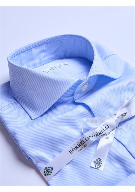 CAMICIA SAKELLARIDIS RIGHE - AZZURRO LUIGI BORRELLI - NAPOLI | PS12150- 04