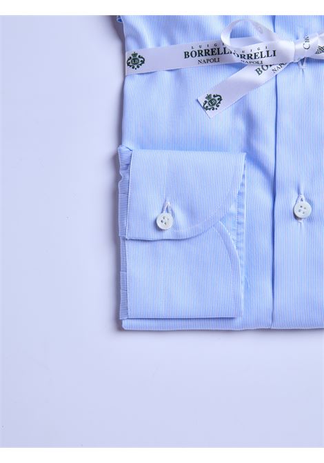 CAMICIA SAKELLARIDIS RIGHE - AZZURRO LUIGI BORRELLI - NAPOLI | PS12150- 04