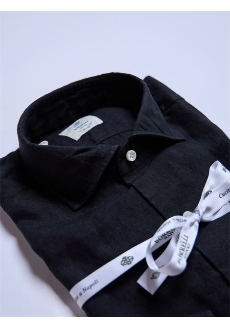 CAMICIA LINO TINTA UNITA - NERO LUIGI BORRELLI - NAPOLI | PS30170- 5