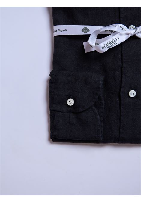 CAMICIA LINO TINTA UNITA - NERO LUIGI BORRELLI - NAPOLI | PS30170- 5