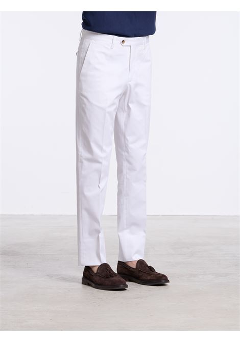 CLASSIC COTTON NO PENCES TROUSERS - WHITE LUIGI BORRELLI - NAPOLI | PTSP-CCK10007- 01