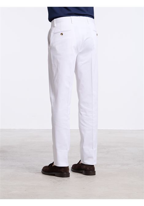 CLASSIC COTTON NO PENCES TROUSERS - WHITE LUIGI BORRELLI - NAPOLI | PTSP-CCK10007- 01