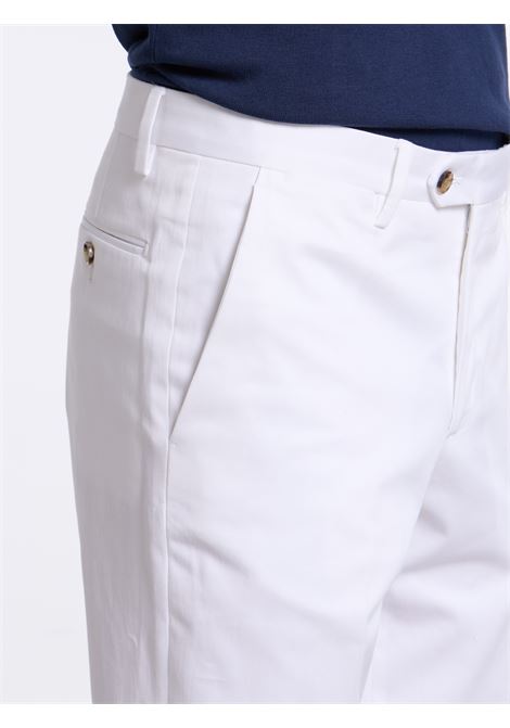 CLASSIC COTTON NO PENCES TROUSERS - WHITE LUIGI BORRELLI - NAPOLI | PTSP-CCK10007- 01