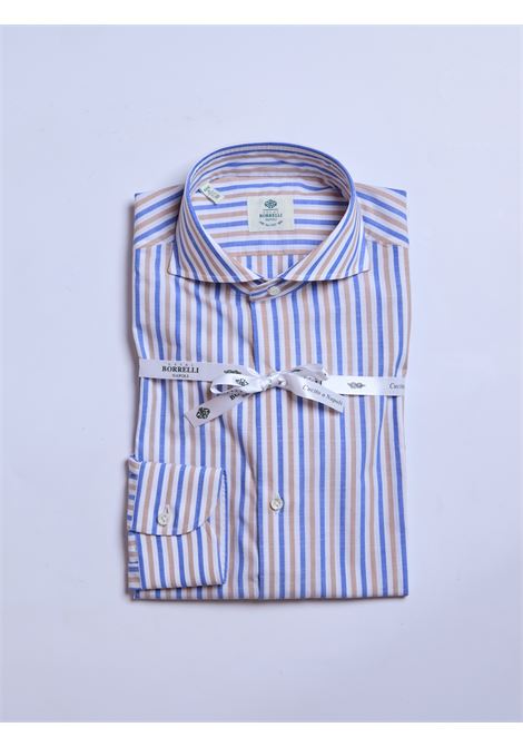 CAMICIA ZEPHIRE RIGHE - BIANCO/BLU LUIGI BORRELLI - NAPOLI | SR11001- 07