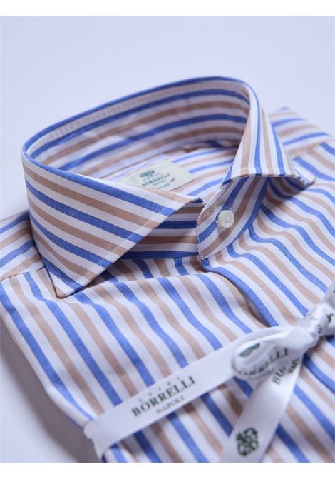 CAMICIA ZEPHIRE RIGHE - BIANCO/BLU LUIGI BORRELLI - NAPOLI | SR11001- 07