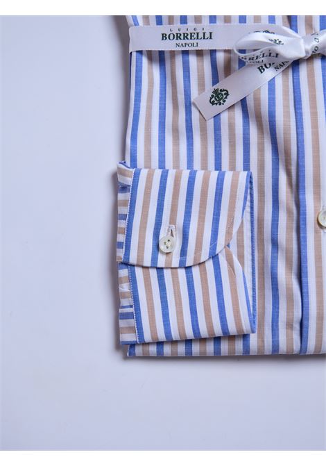 CAMICIA ZEPHIRE RIGHE - BIANCO/BLU LUIGI BORRELLI - NAPOLI | SR11001- 07
