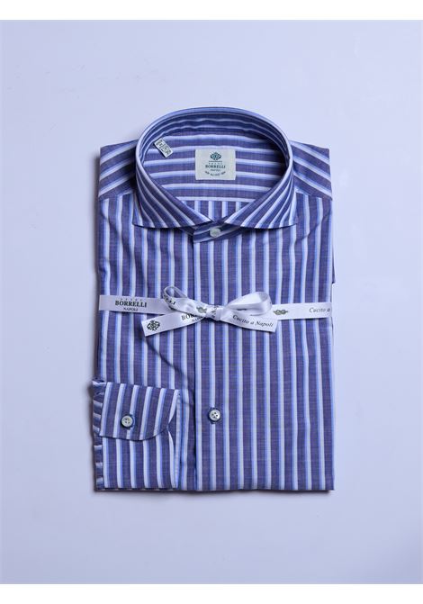 CAMICIA ZEPHIRE RIGHE - BLU LUIGI BORRELLI - NAPOLI | SR11001- 11