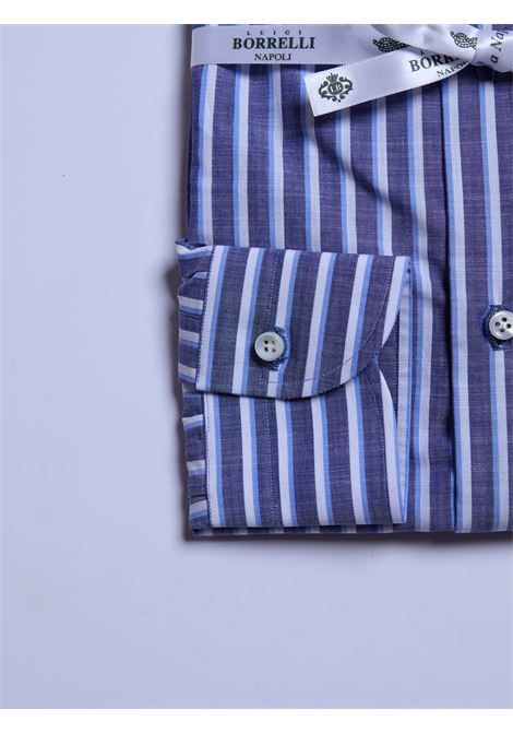 CAMICIA ZEPHIRE RIGHE - BLU LUIGI BORRELLI - NAPOLI | SR11001- 11