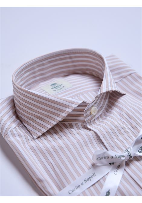 CAMICIA COTONE/LINO RIGHE - BEIGE LUIGI BORRELLI - NAPOLI | SR11003- 08