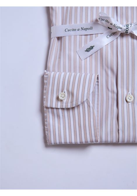 CAMICIA COTONE/LINO RIGHE - BEIGE LUIGI BORRELLI - NAPOLI | SR11003- 08