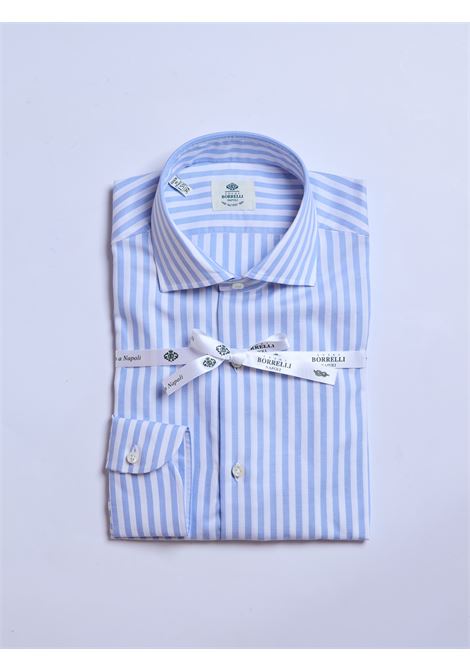 CAMICIA OXFORD RIGHE - AZZURRO LUIGI BORRELLI - NAPOLI | SR11004- 01