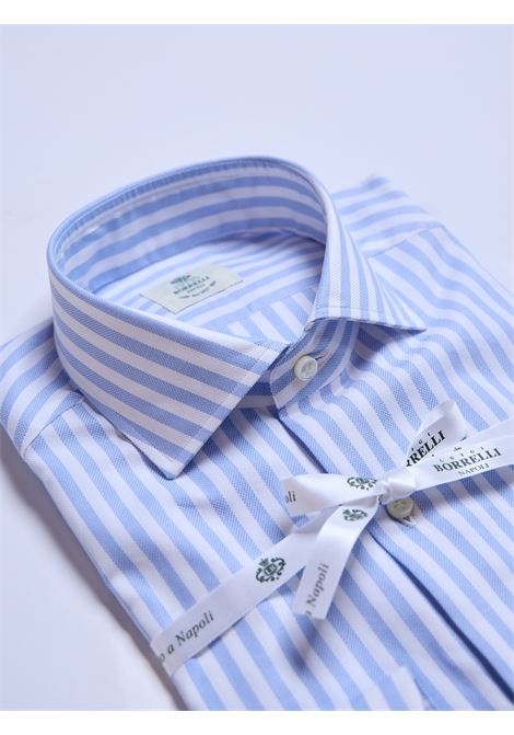 CAMICIA OXFORD RIGHE - AZZURRO LUIGI BORRELLI - NAPOLI | SR11004- 01