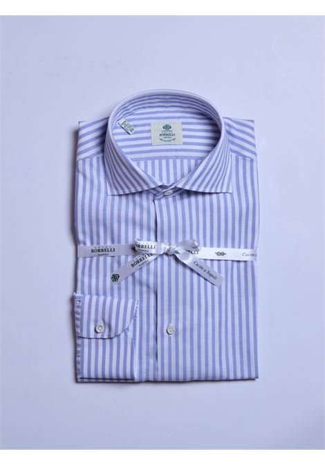CAMICIA COTONE RIGHE -  AZZURRO LUIGI BORRELLI - NAPOLI | SR11006- 03