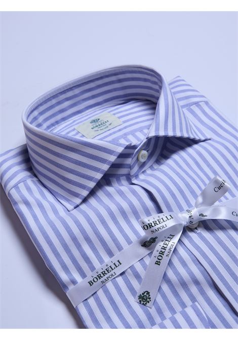 CAMICIA COTONE RIGHE -  AZZURRO LUIGI BORRELLI - NAPOLI | SR11006- 03