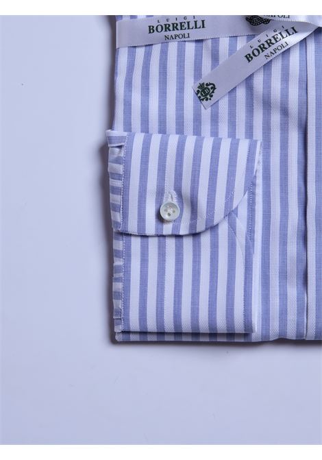 CAMICIA COTONE RIGHE -  AZZURRO LUIGI BORRELLI - NAPOLI | SR11006- 03
