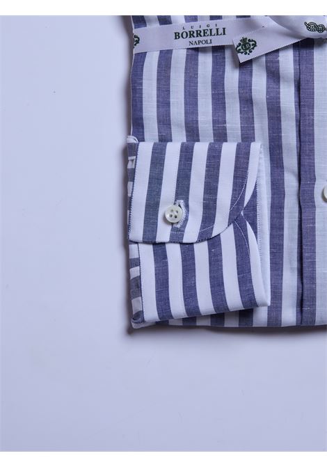 CAMICIA COTONE/LINO RIGHE - BLU LUIGI BORRELLI - NAPOLI | SR11010- 22