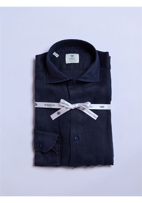 CAMICIA LINO TINTA UNITA - BLU LUIGI BORRELLI - NAPOLI | SR11011- 15