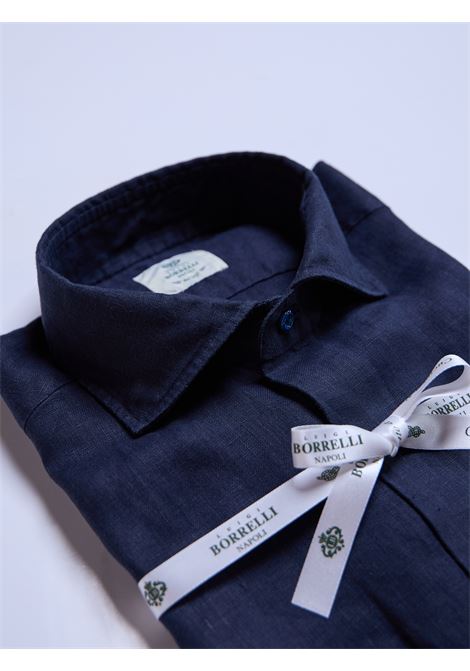 CAMICIA LINO TINTA UNITA - BLU LUIGI BORRELLI - NAPOLI | SR11011- 15