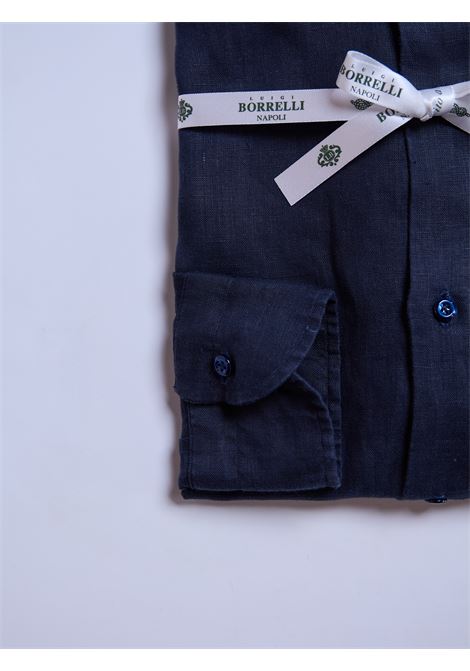CAMICIA LINO TINTA UNITA - BLU LUIGI BORRELLI - NAPOLI | SR11011- 15