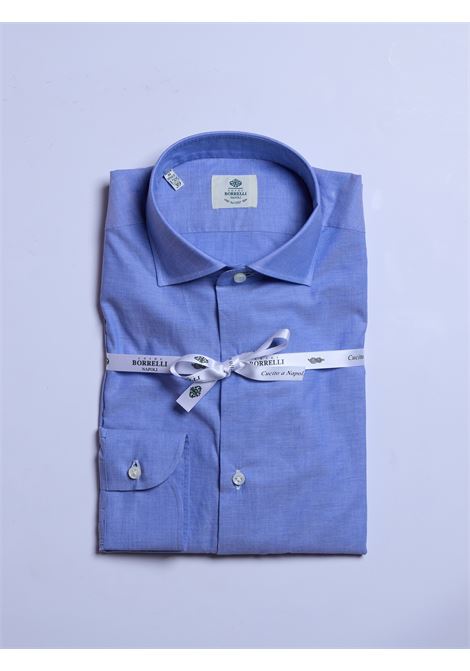 CAMICIA MUSSOLA TINTA UNITA - AZZURRO SCURO LUIGI BORRELLI - NAPOLI | SR11014- 14