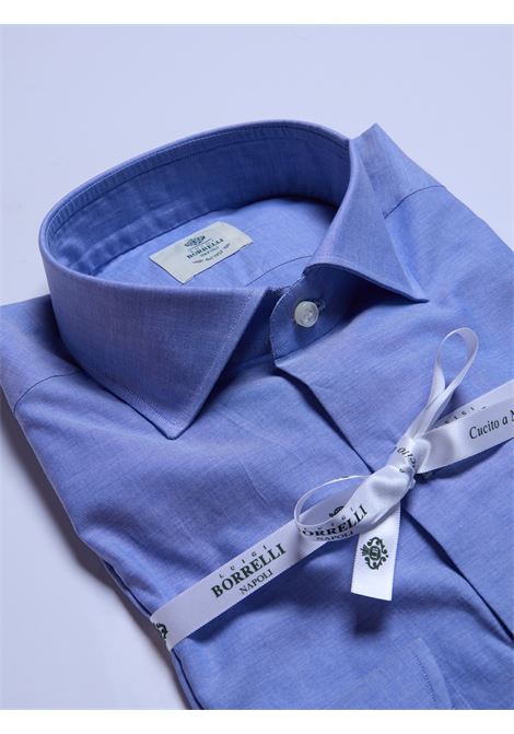 CAMICIA MUSSOLA TINTA UNITA - AZZURRO SCURO LUIGI BORRELLI - NAPOLI | SR11014- 14