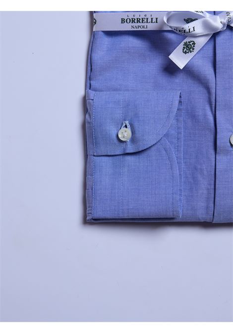 CAMICIA MUSSOLA TINTA UNITA - AZZURRO SCURO LUIGI BORRELLI - NAPOLI | SR11014- 14