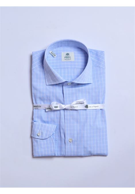 CAMICIA COTONE QUADRI - AZZURRO LUIGI BORRELLI - NAPOLI | SR11080- 01