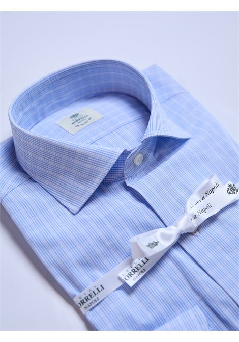 CAMICIA COTONE QUADRI - AZZURRO LUIGI BORRELLI - NAPOLI | SR11080- 01